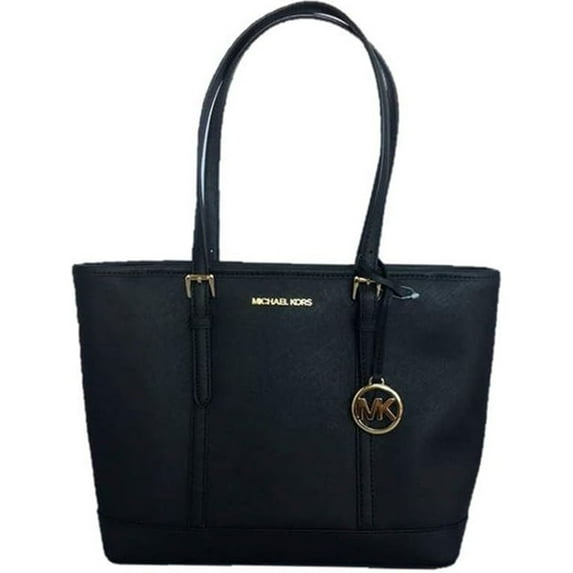Michael Kors Jet Set Travel Saffiano Leather Small Top zip Shoulder Tote - Black