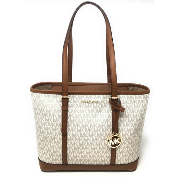 Michael Kors Jet Set Travel Signature Small Top Zip Shoulder Tote - Vanilla 35S0