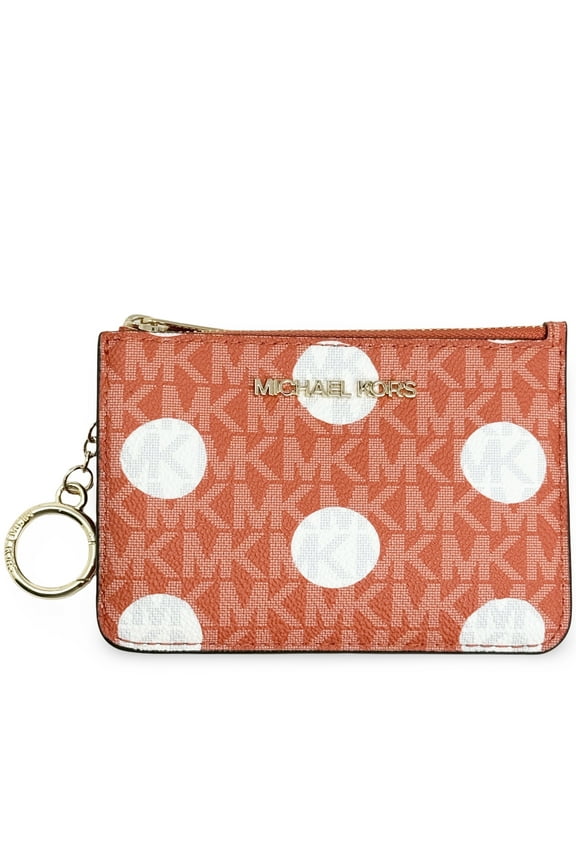 Women's Jet Set Travel Small Top Zip Coin Pouch With ID (Red Clay)