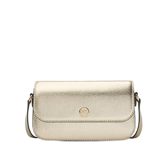 Michael Kors Jet Set Travel Small Metallic Leather Crossbody Pale Gold