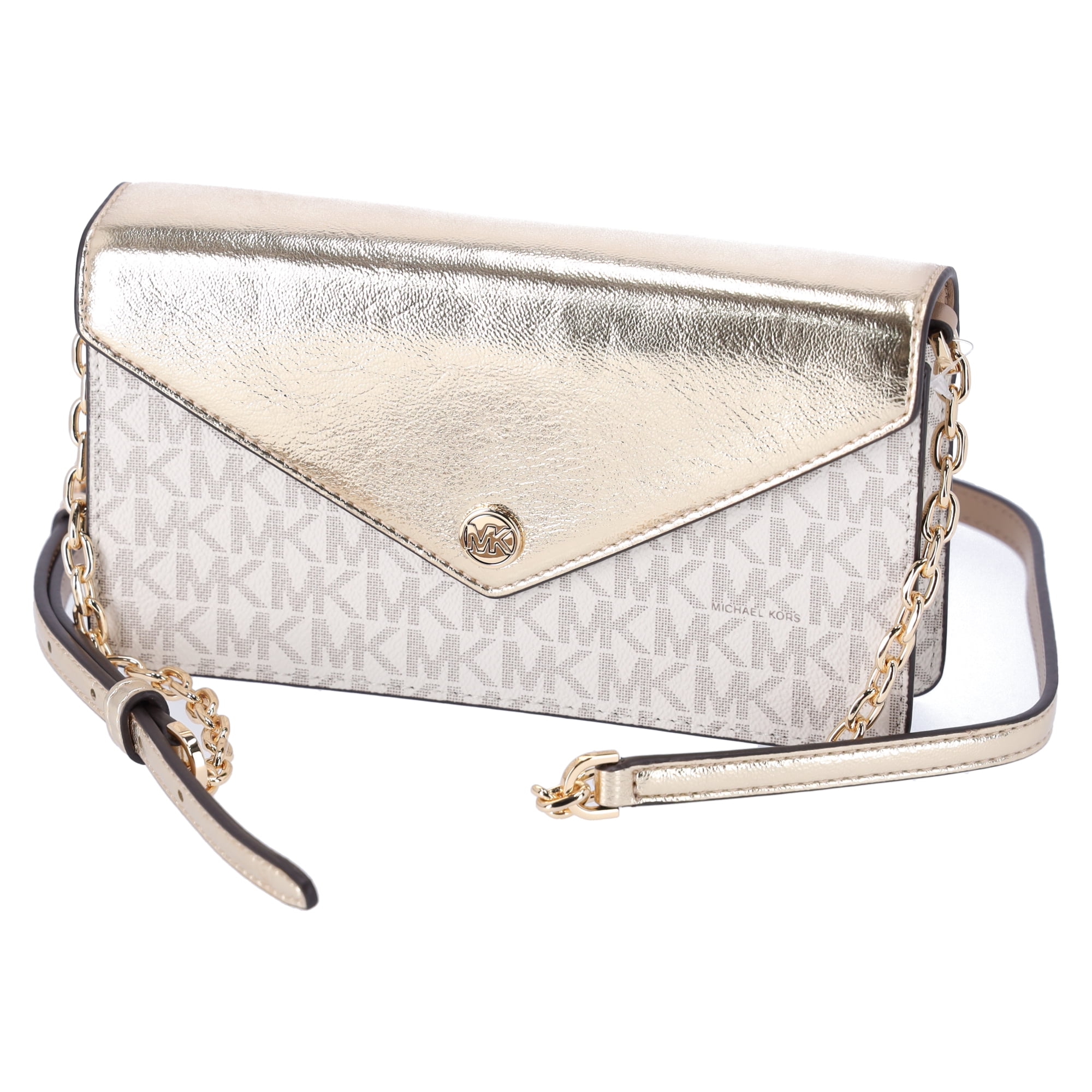 Michael Kors Women s Crossbody Clutch Handbag Vanilla Pale Gold