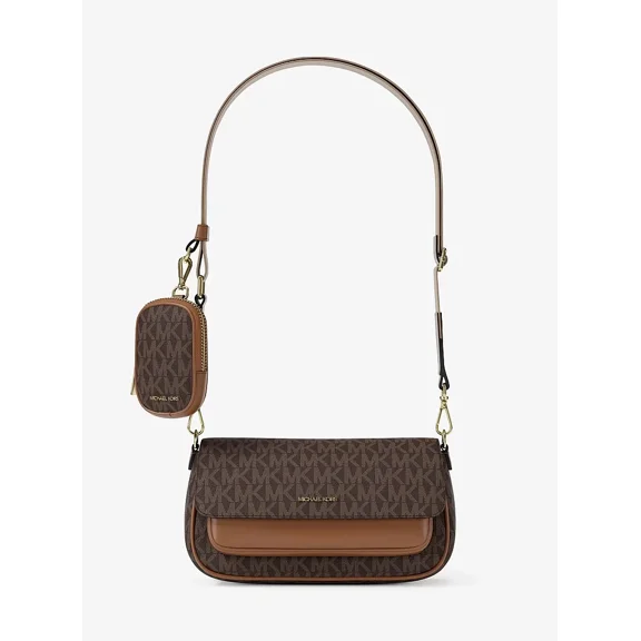 Michael Kors Jet Set Travel Small Signature Logo Crossbody Bag With Pouch Brown