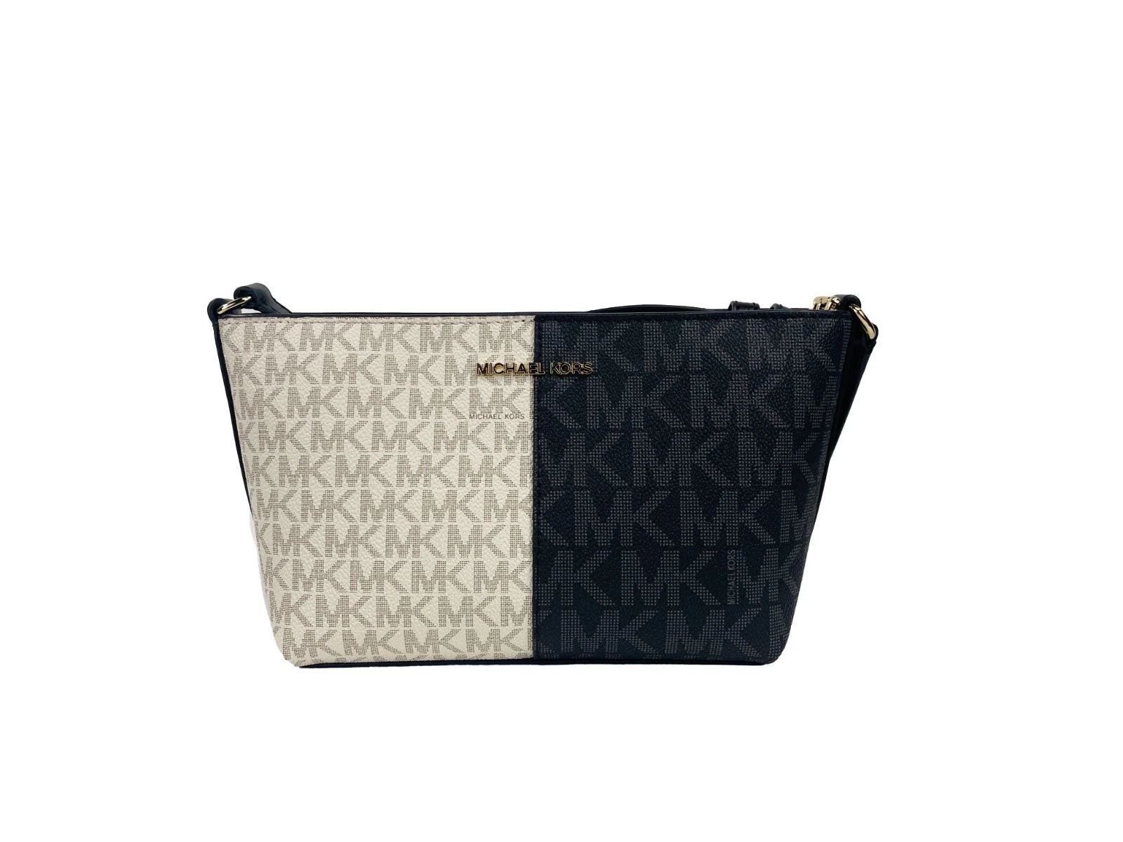 Michael Kors Jet Set Small Crossbody, Two-Tone Black White, PVC