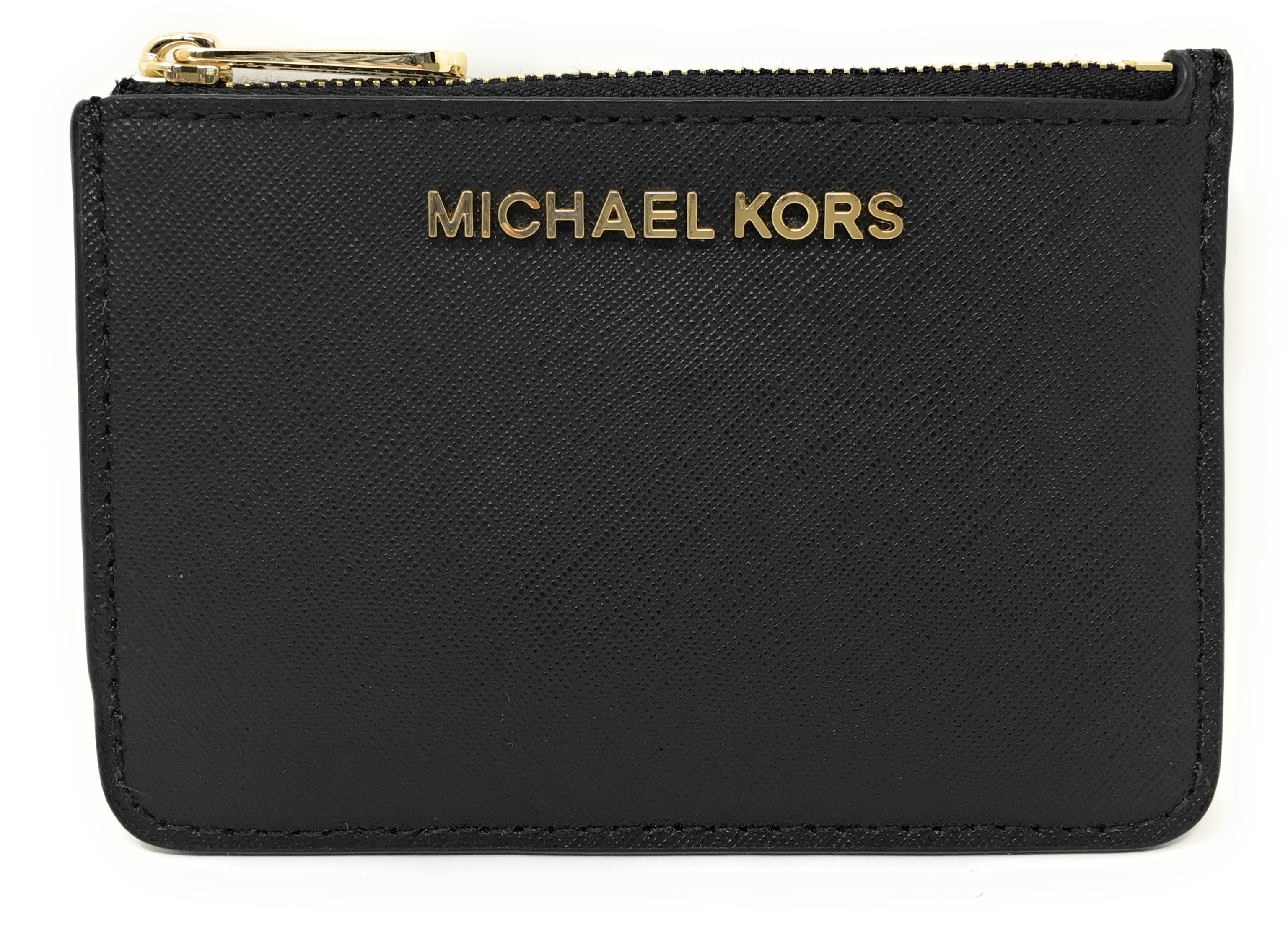 Michael Kors Jet Set Travel Small Top Zip Leather Coin Pouch / Wallet - Black - image 1 of 7