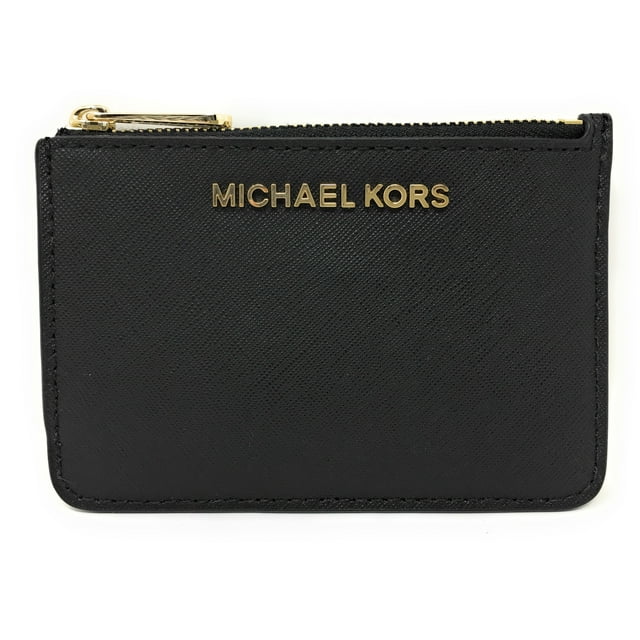 Michael Kors Jet Set Travel Small Top Zip Leather Coin Pouch / Wallet - Black