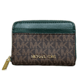 thumbnail image 1 of Michael Kors Jet Set Travel Zip Around Card Case Wallet Brown Mk Racing Green, 1 of 5