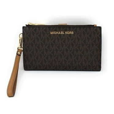 Michael Kors Jet Set Travel double Zip Wristlet Brown 35F8GTVW0B-847