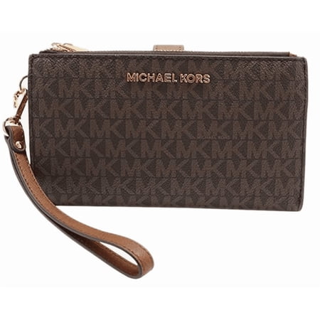 Michael Kors Jet Set Travel double Zip Wristlet Brown Wallet 35F8GTVW0B-847