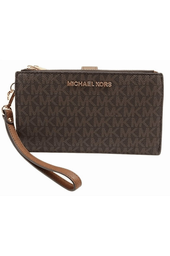 Jet Set Travel double Zip Wristlet Brown Wallet 35F8GTVW0B-847