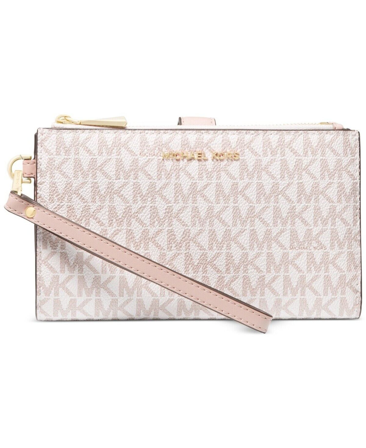 Michael Kors Jet Set Wristlet Women's Pink Logo Print Michael Kors Jet Set Wristlet Women's Pink Logo Print