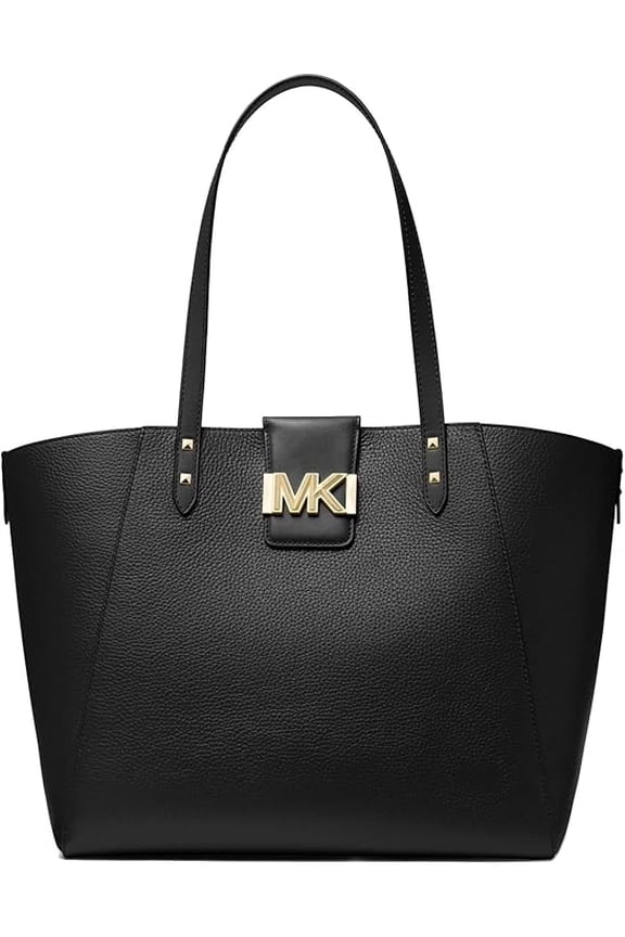 Karlie Large Shopper Pebbled Leather Tote Bag, Black