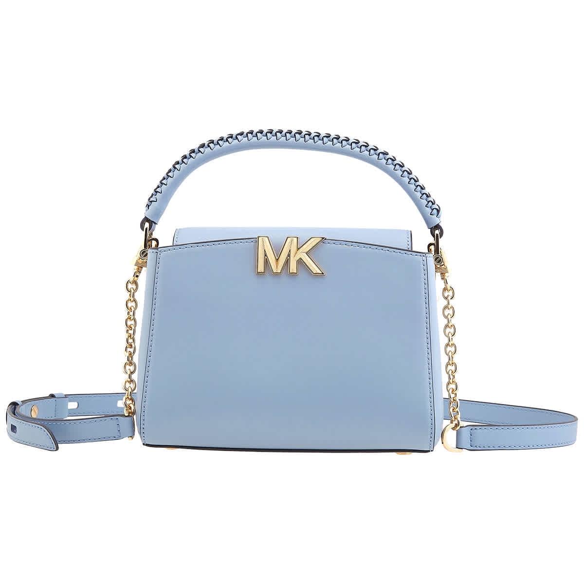 Michael Kors Leather Chain-Link Shoulder Bag - Blue Shoulder Bags