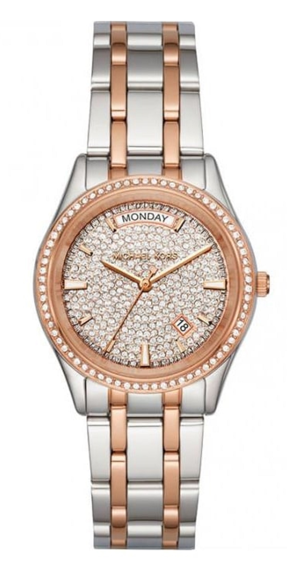 Michael Kors Kiley Pave Glitz Crystal Dial Two Tone Jamaica 