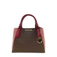 thumbnail image 1 of Michael Kors Kimberly Small Satchel Brown Mk Signature Mulberry Pink Crossbody, 1 of 11