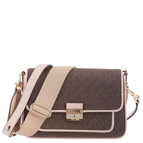 Michael Kors Ladies Bradshaw Medium Messenger Bag - Brown/Soft Pink