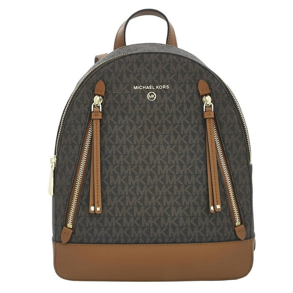 Michael Kors Ladies Brooklyn Medium Pebbled Leather Backpack - Brown/Acorn