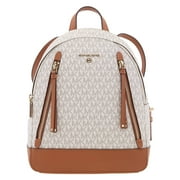 Michael Kors Ladies Brooklyn Medium Pebbled Leather Backpack - Ivory/Brown