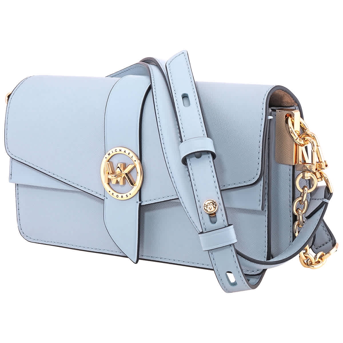 Michael Kors Ladies Greenwich Medium Saffiano Leather Shoulder Bag - Pale Blue