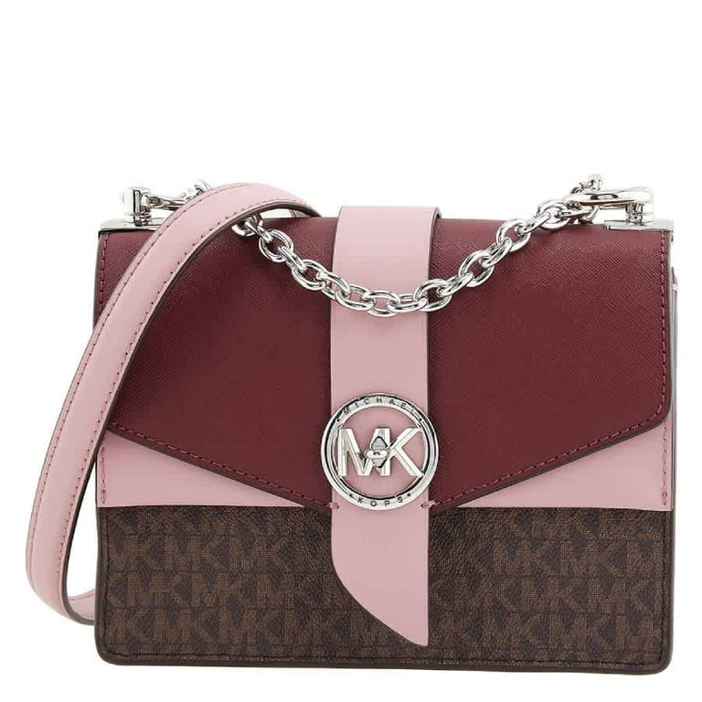 Michael Kors Red Ladies Greenwich Small Logo And Leather Crossbody Bag