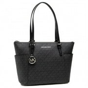 Michael Kors Ladies Jet Set Large Logo Top-Zip Tote Bag-Black