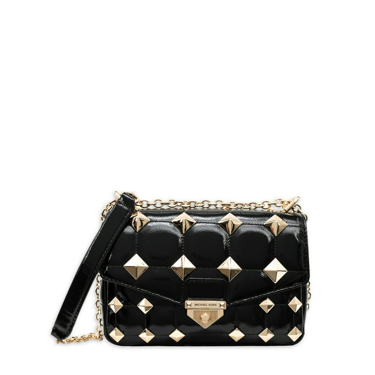 Michael Michael Kors Black Leather Studded CrossBody Handbag Chain
