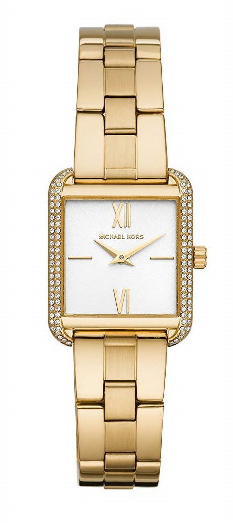 Michael Kors Lake Square Glitz Crystals 30mm White Dial Gold Womens Watch MK3949