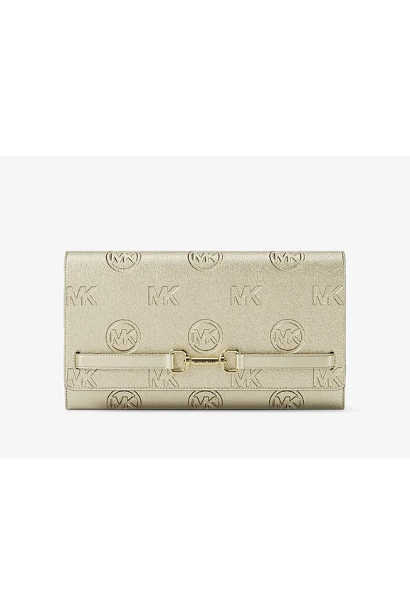 Large Carson Wallet On Chain Embossed Logo Crossbody Bag Pale Gold