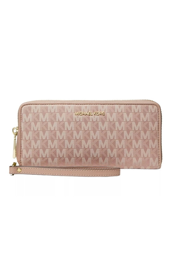Large Logo Jacquard Continental Wallet, Fawn
