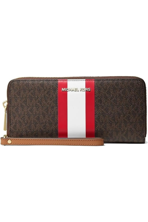 Large Logo Stripe Continental Wallet, Bright Red