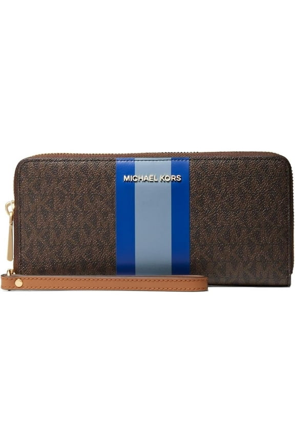 Large Logo Stripe Continental Wallet, Electric Blue