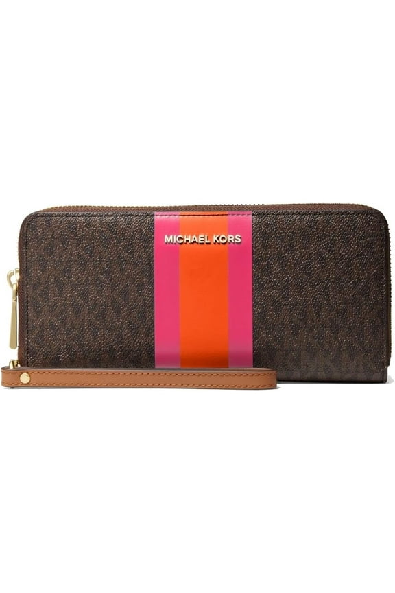 Large Logo Stripe Continental Wallet, Electric Pink