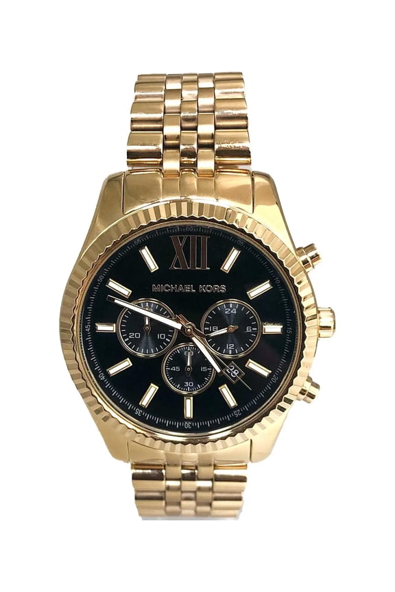 Lexington Chronograph Steel Black Dial Quartz Mens Watch MK8286