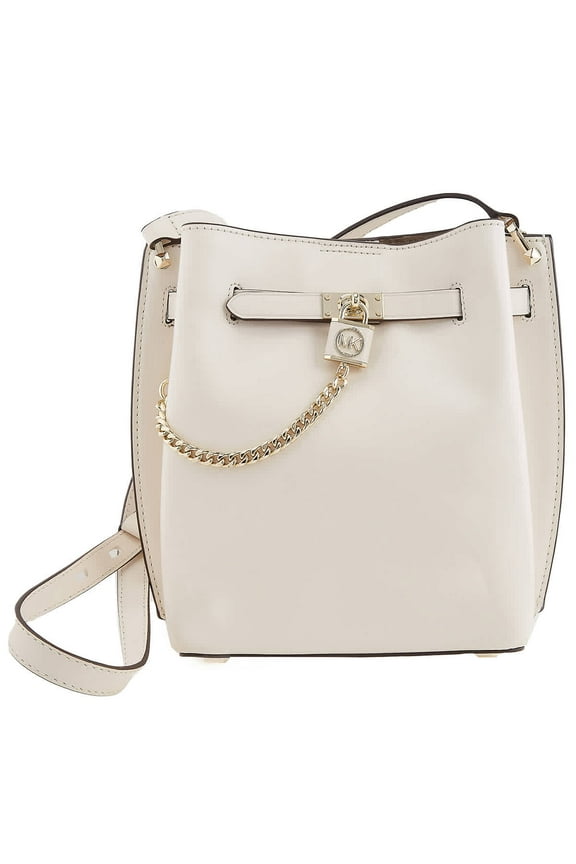 Light Cream Hamilton Legacy Medium Leather Bucket Bag