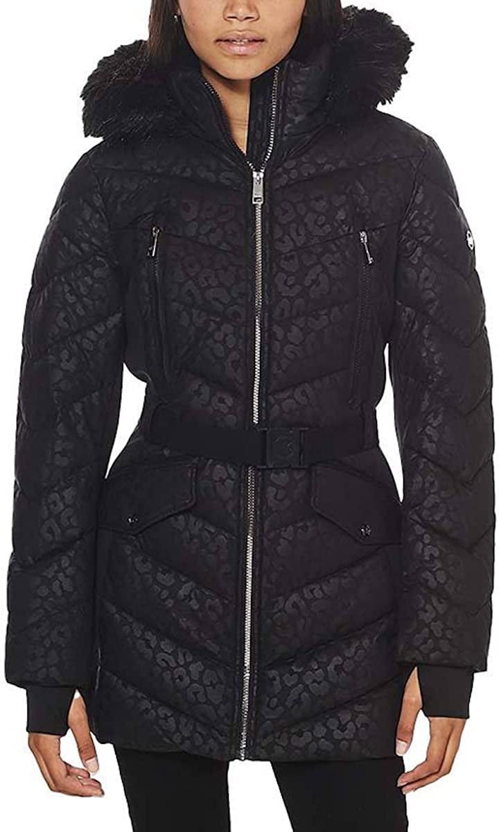 Shiny Leopard Hooded Coat with Pockets main image 0