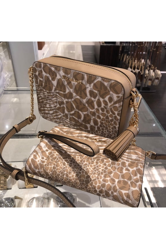 Logo Semi Lux Animal Print MD Camera Crossbody Camel multi
