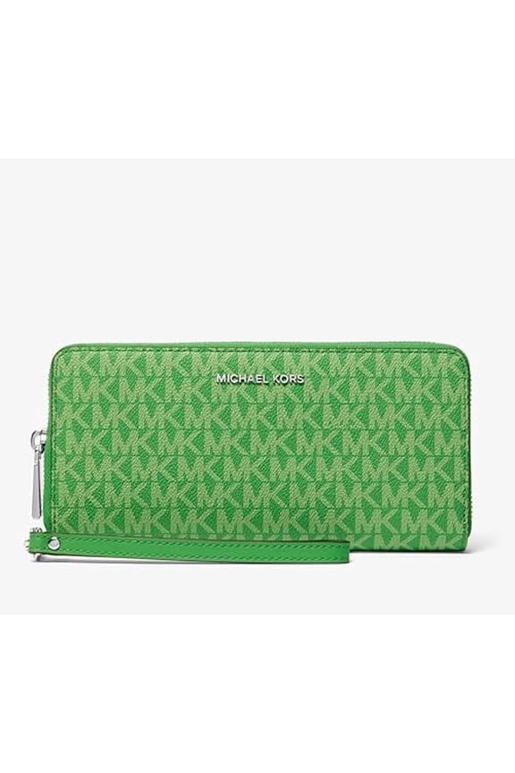 Logo Signature Continental  Large Wristlet Wallet, Palm Green
