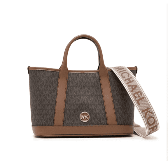 Michael Kors Luisa Signature Satchel In Brown/Luggage
