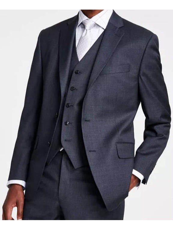 Mens Classic fit Wool Suit Jacket Blazer 48 L Gray Solid