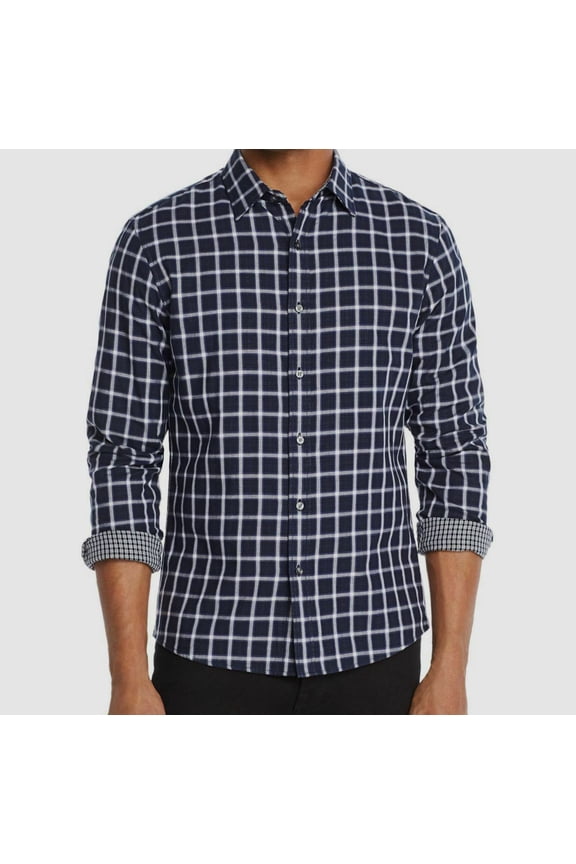 MIDNIGHT Nate Double-Faced Plaid Slim Fit Shirt, US X-Large