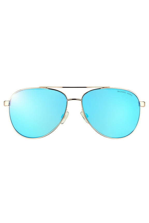 MK 5007 104525 Hvar Rose Gold Metal Aviator Sunglasses Blue Mirror Lens