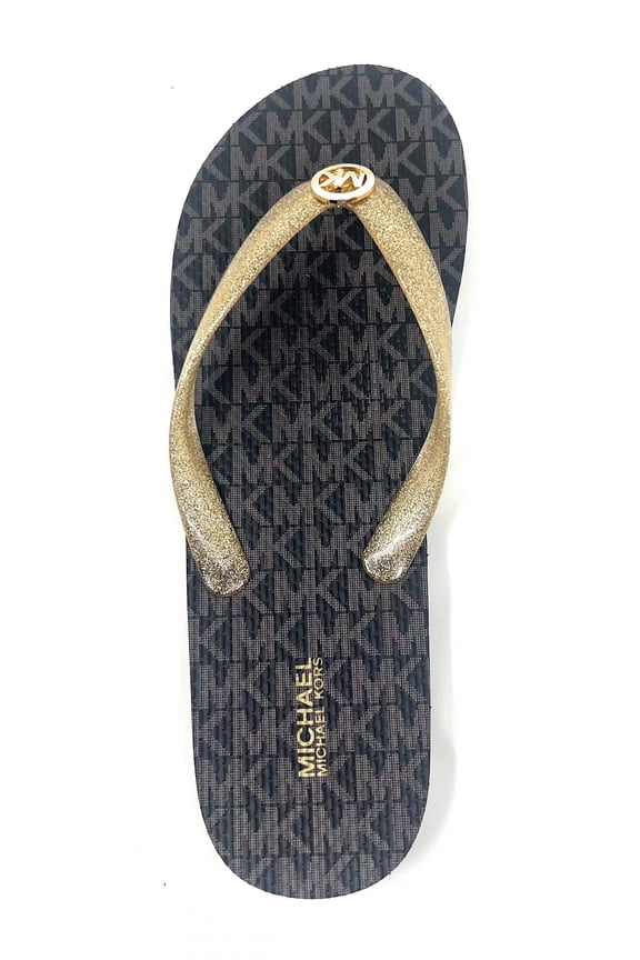 MK Logo Glitter PVC Jet Set Print Women's Flip Flop