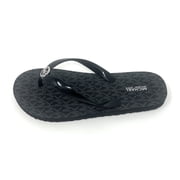 Michael Kors MK Logo PVC Mini Jet Set Print Women's Flip Flop, Black, 8M