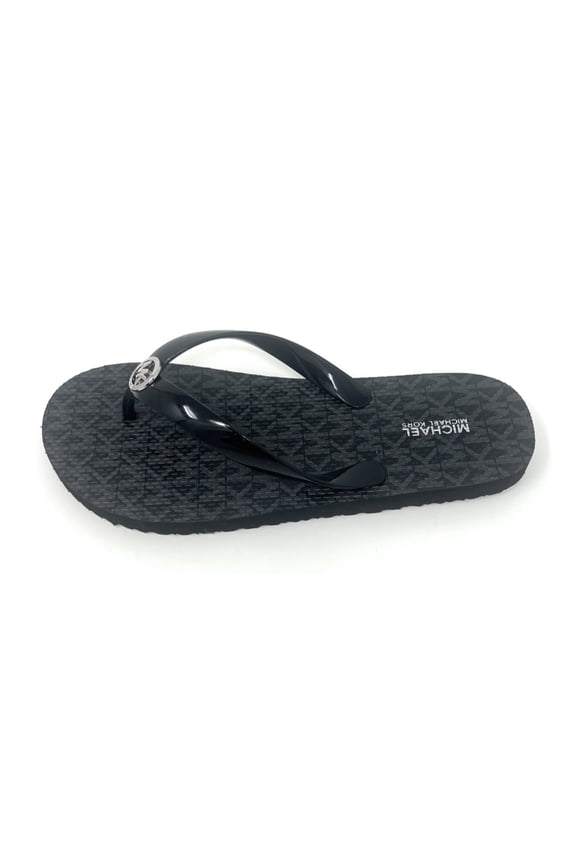 MK Logo PVC Mini Jet Set Print Women's Flip Flop, Black, 8M