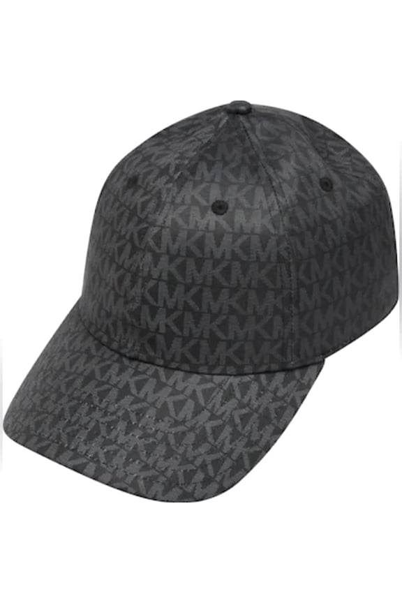 MK Logo Signature Hat Black MK Gray Logo Print Baseball Cap
