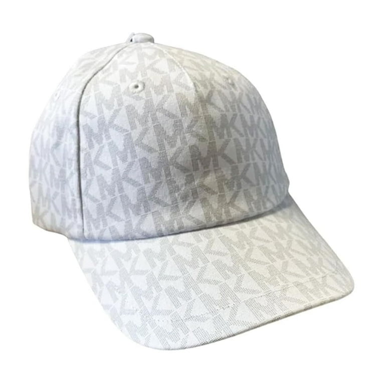 Michael Kors Women\'s Grey Mk Signature Hat Logo Print Stretch Cotton hat Michael Kors MK Logo Signature White and Gray Women main image 4