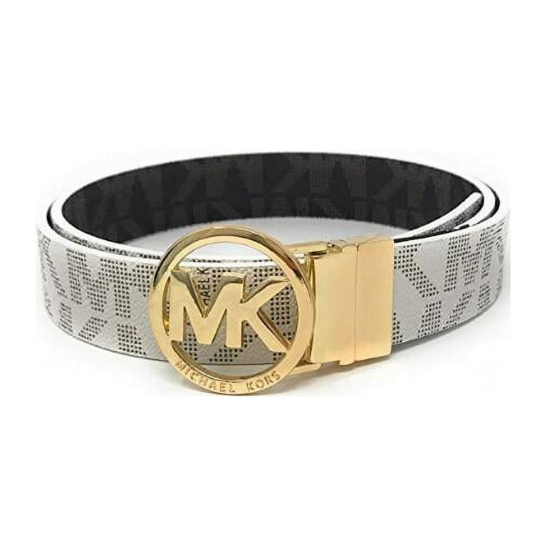 Michael Kors Mk Signature Monogram Logo Wide Belt Vanilla Medium 