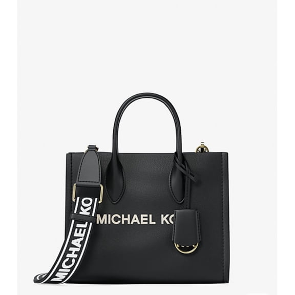 Michael Kors MK Mirella Small Pebbled Leather Crossbody Purse Bag Black