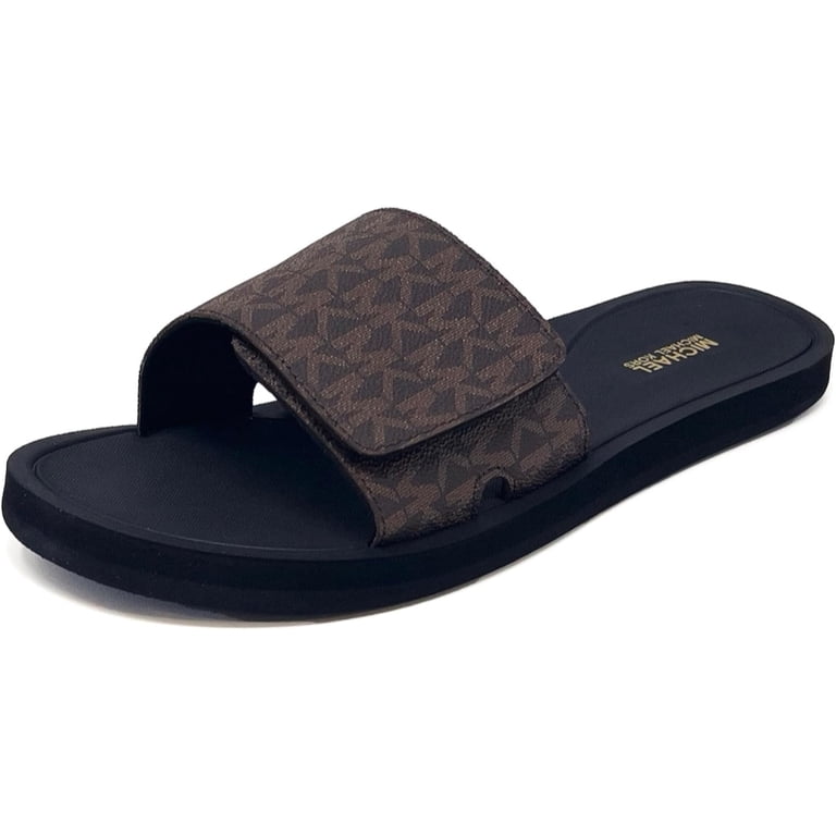 Michael Kors MK Logo Eva Womens Slide Sandals Brown 8 MSRP $99 Womens MICHAEL Michael Kors MK Slide Casual Sandals - Optic  main image 4