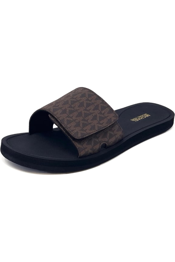 MK Signature Logo Print Wade Slide, Brown, 7M
