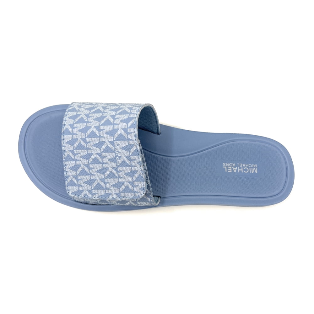 Michael Kors Women's Medium MK Signature Logo Print Slide Sandals,  Chambray, 10M - Walmart Business Supplies